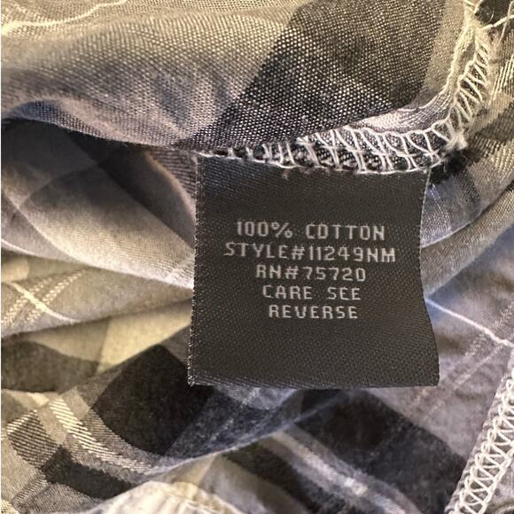 BKE Black and Gray Plaid Western Wear Long Sleeve Snap Front Shirt Size XL - Picture 6 of 9